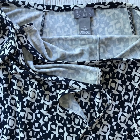 Sigrid Olsen Vintage Wrap Skirt Navy / Cream Geometric Print size M - Picture 10 of 12